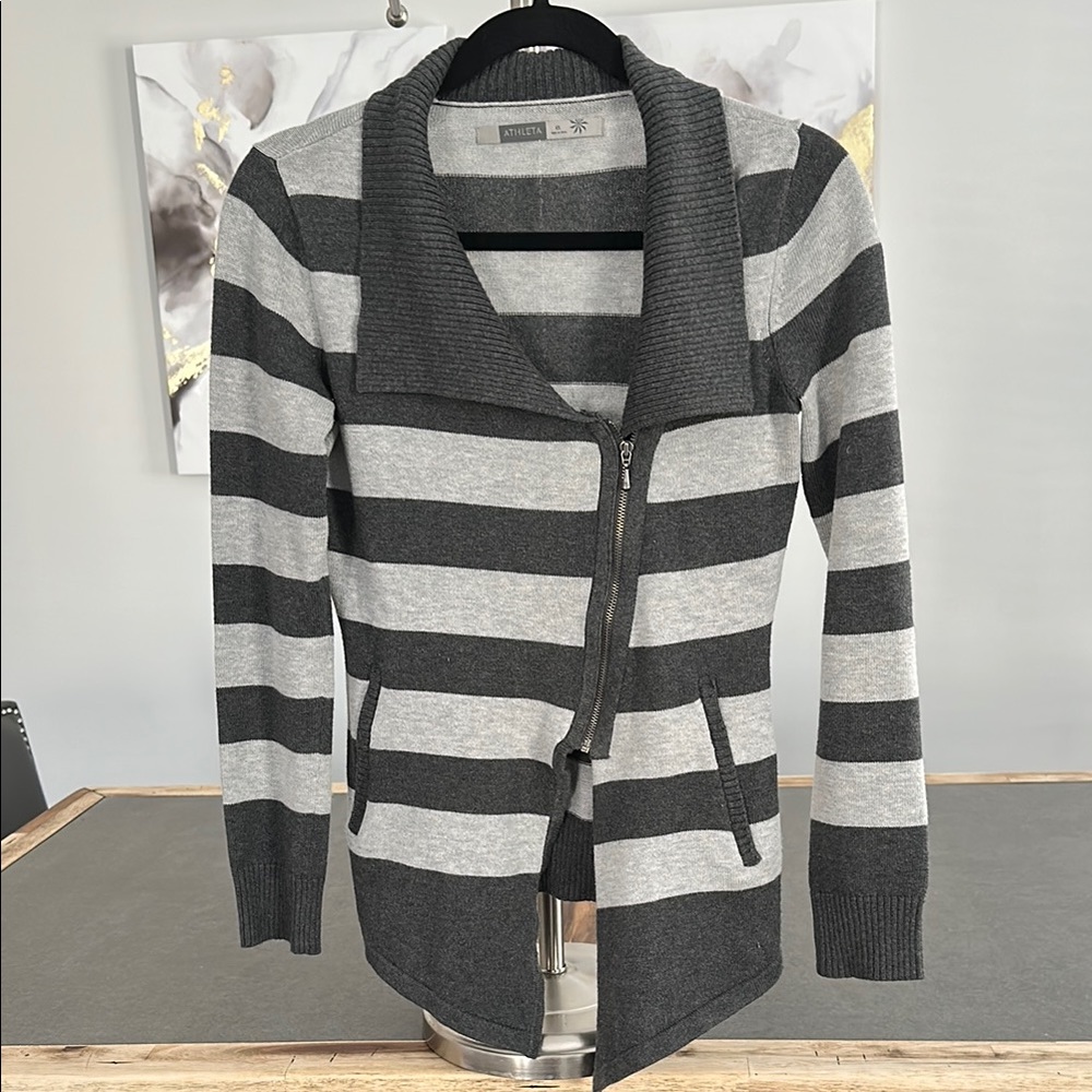 Athleta Gray Striped Blazer